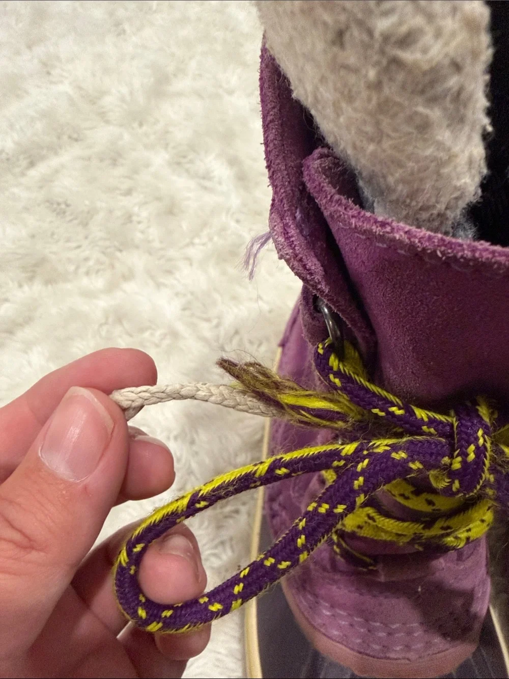 L.L. Bean Purple Kids Snow Boots with Yellow Accent Laces Kids Girls Size 1